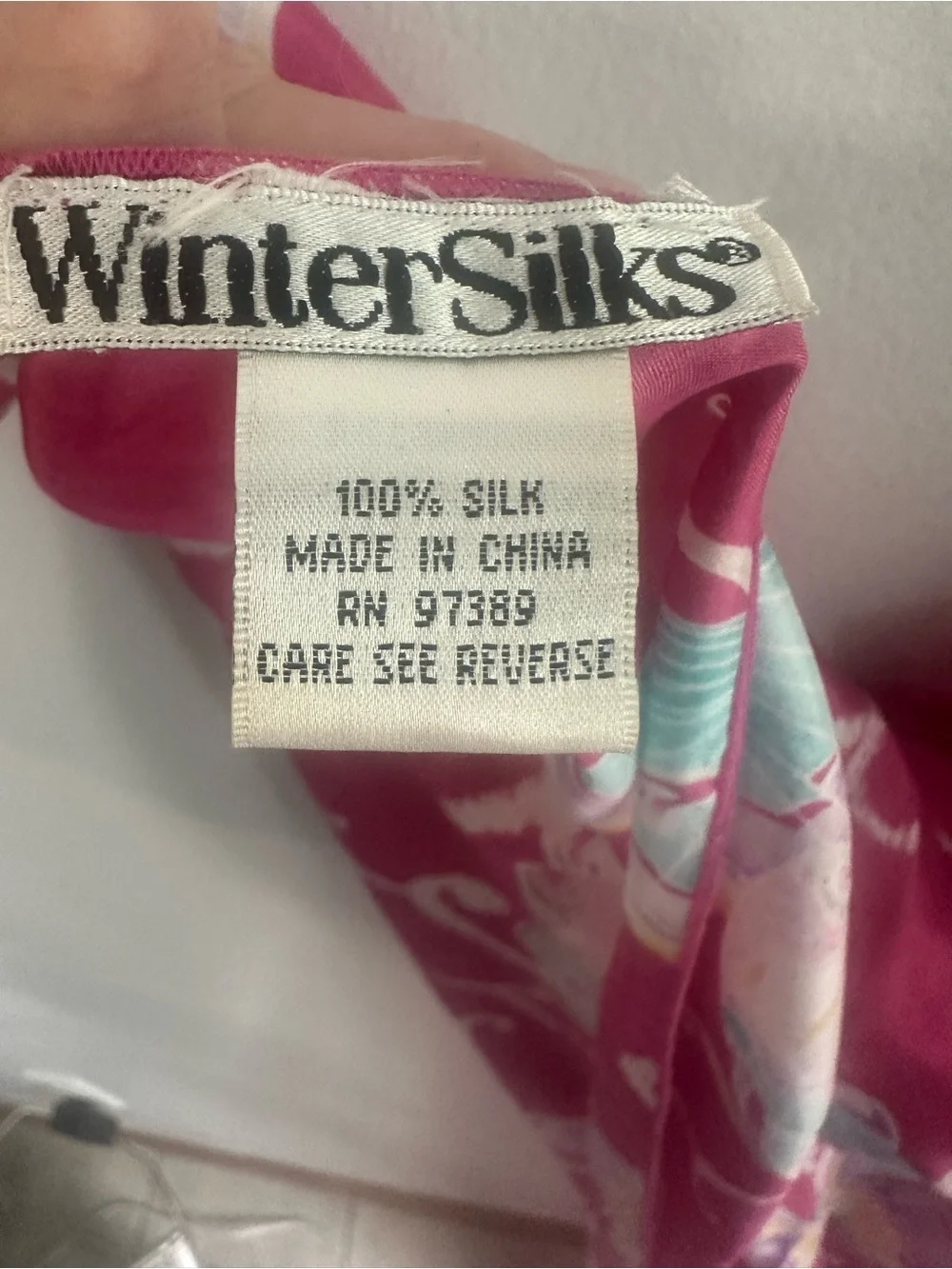 WinterSilks Pink Silk Scarf with Butterflies large